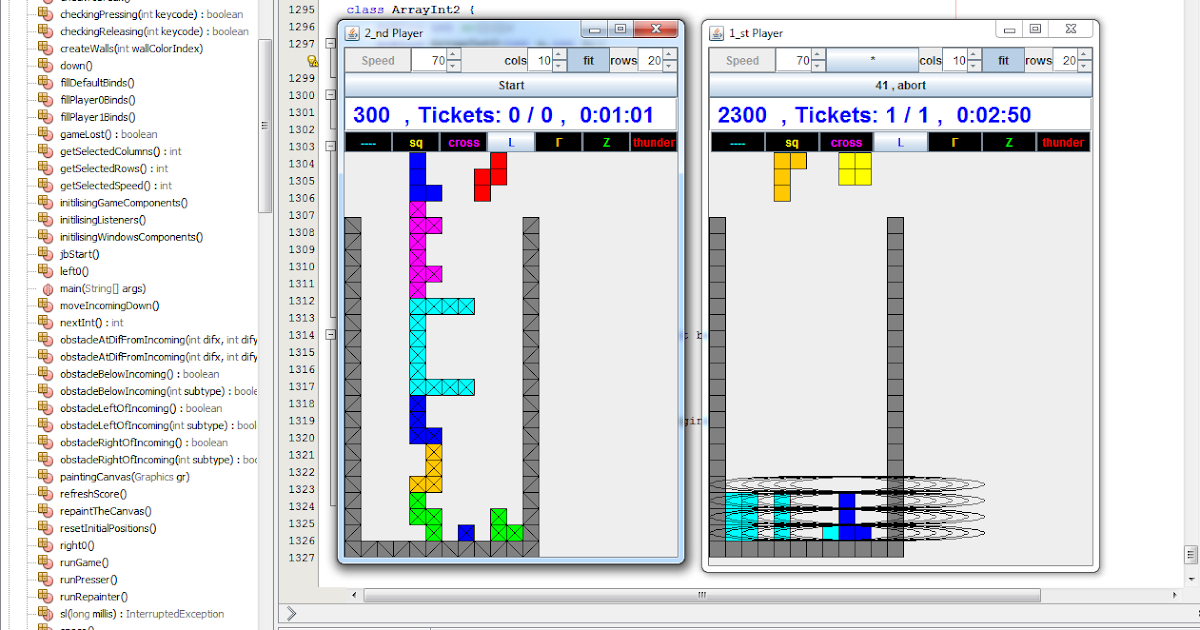jimakoskx: Good Java Tetris in 1300 lines Support 2 players Speed Col ...