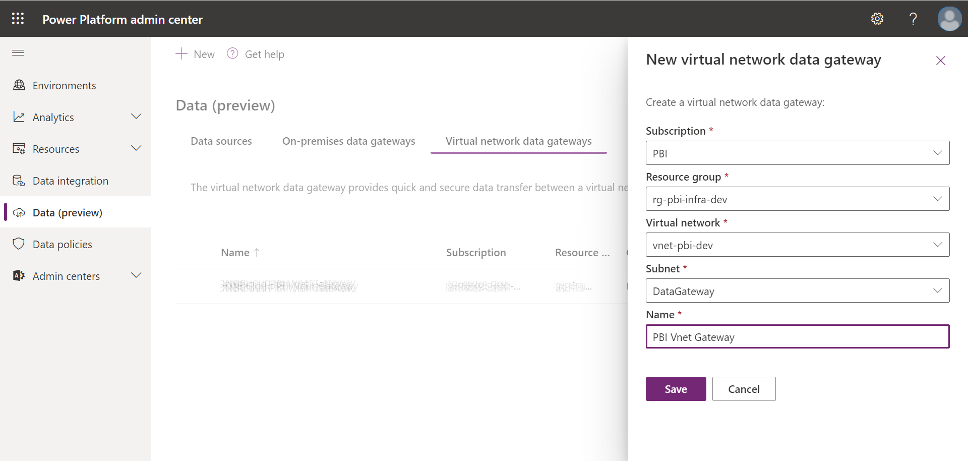 Microsoft BI Tools Virtual Network Data Gateway for Power BI