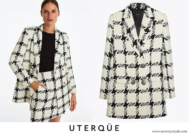 Queen Letizia wore a houndstooth blazer by Uterque