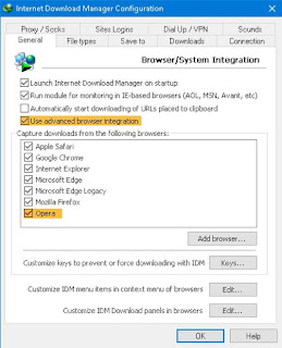 Internet download manager IDM settings to add idm extension to opera