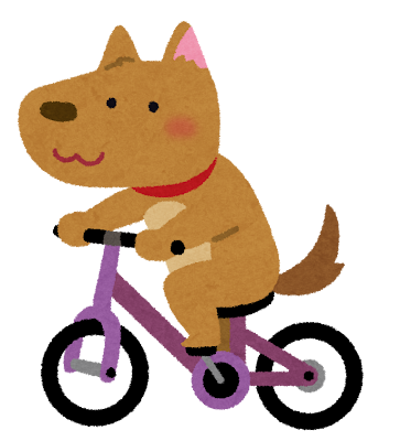 自転車に乗った犬のイラスト（動物）