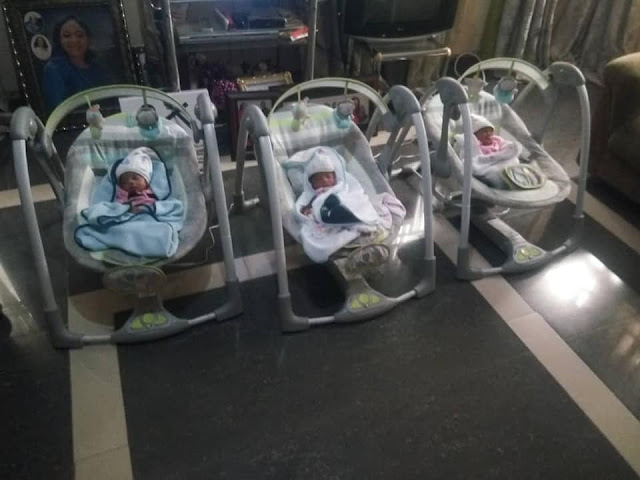 Nigerian woman gives birth to triplets after 15 years of waiting (Photos)