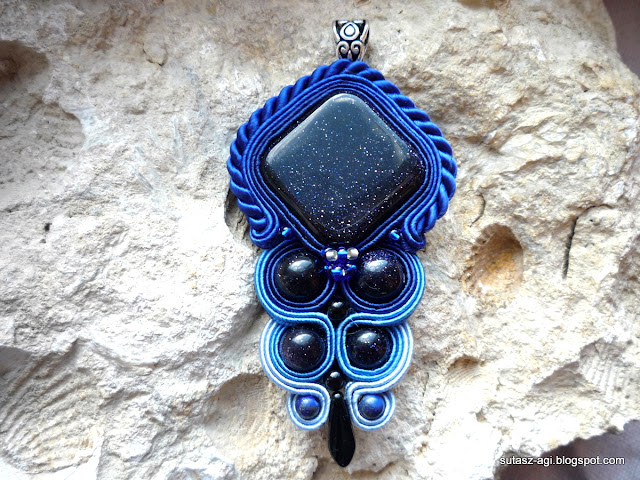 blue soutache pendant