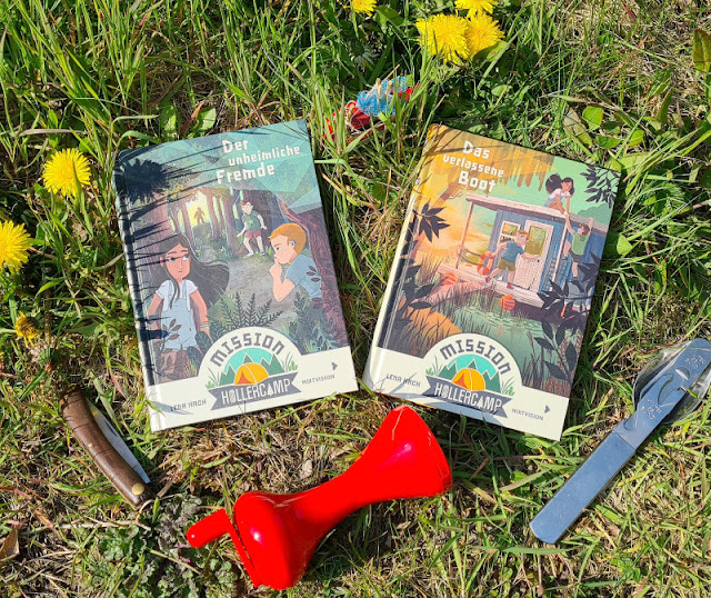 Unterwegs auf dem Campingplatz: Die "Mission Hollercamp"-Kinderbücher von Lena Hach. Beim Campen sind die Kinder viel in der Natur unterwegs und achten auf Umwelt und Umweltschutz.