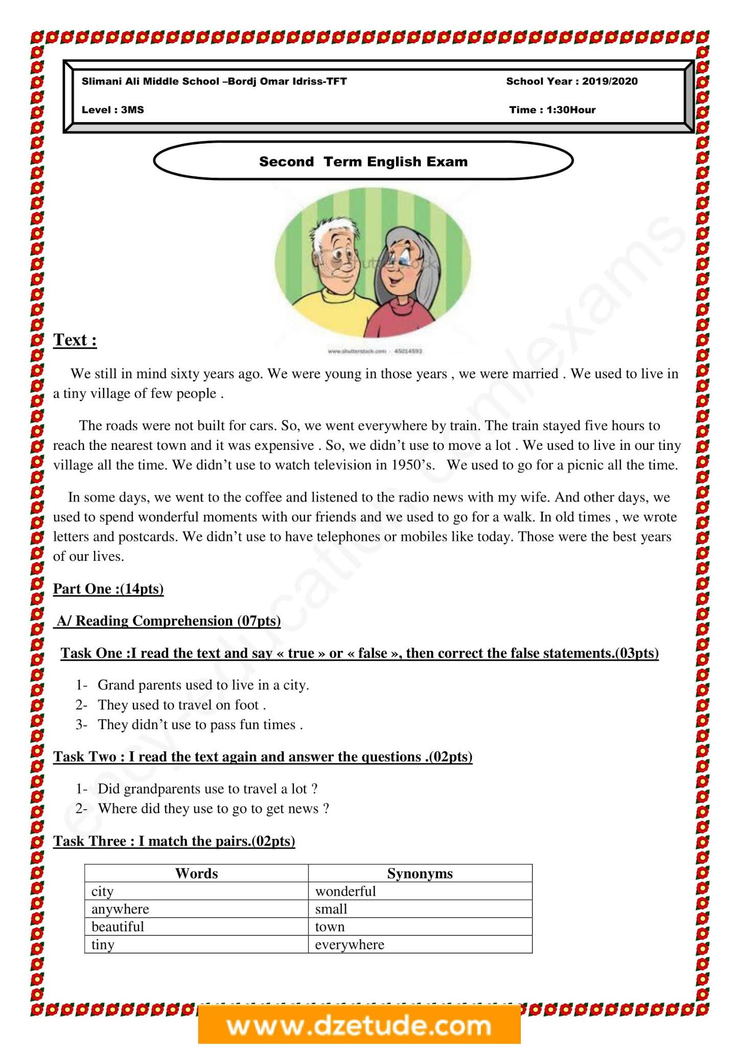 إختبار اللغة الإنجليزية الفصل الثاني للسنة الثالثة متوسط - الجيل الثاني نموذج 10 إختبار اللغة الإنجليزية الفصل الثاني للسنة الثالثة متوسط - الجيل الثاني نموذج 10