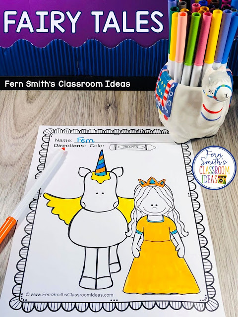These Fairy Tales Coloring Pages are perfect to compliment any Fairy Tale unit you might be teaching your Pre-K, Kindergartners or First Graders. #FernSmithsClassroomIdeas