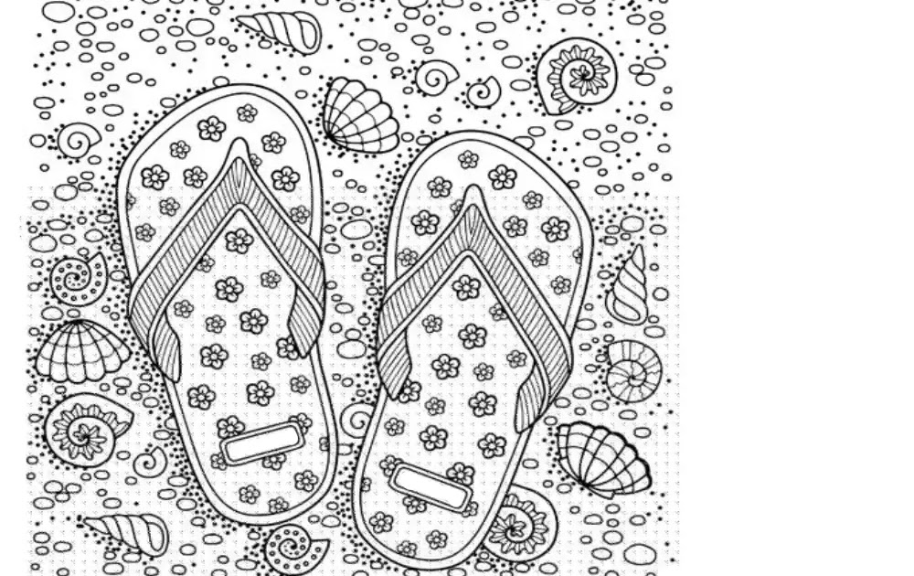 Coloring Page Of Summer Flip Flops