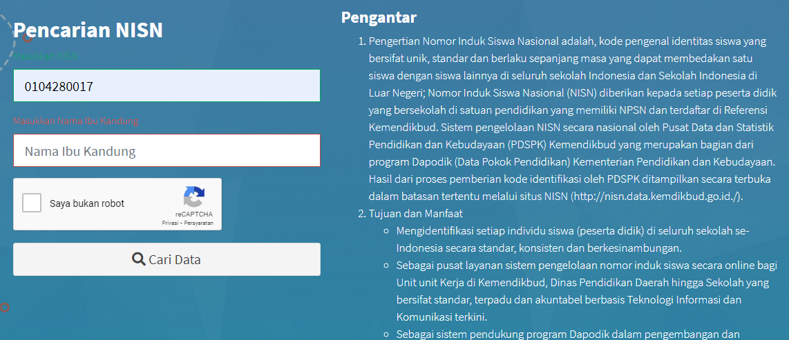 Cara Cek NISN (Nomor Induk Siswa Nasional) Siswa Secara Online
