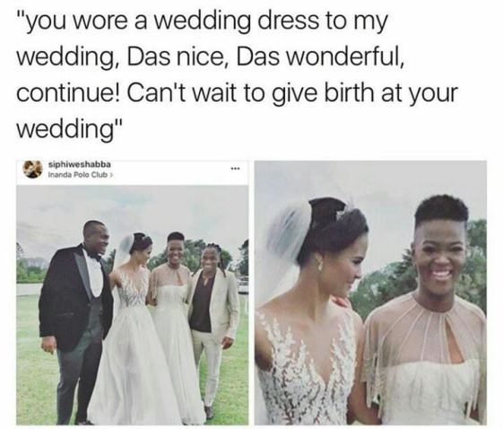 Guest who is wearing a wedding gown, Bokang Montjane or Carina Mckechnie?
