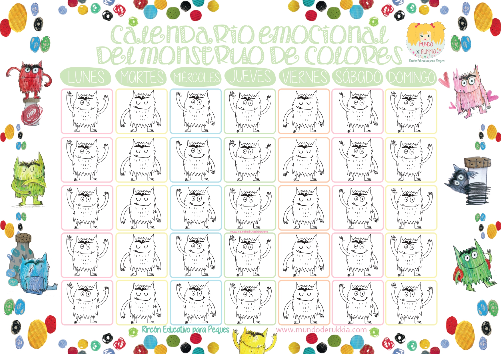 Calendario emocional 2018 para imprimir y disfrutar