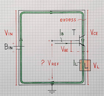 Fig. 2. Regulating the load voltage VL by means of the negative feedback (an emitter follower with a constant input voltage)