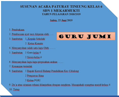 Unduh Contoh Susunan Acara Perpisahan Paturay Tineung Pelepasan Kelas 6 Enam Sekolah Dasar Sd Guru Jumi