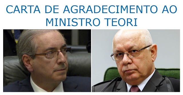 CARTA DE AGRADECIMENTO AO MINISTRO TEORI