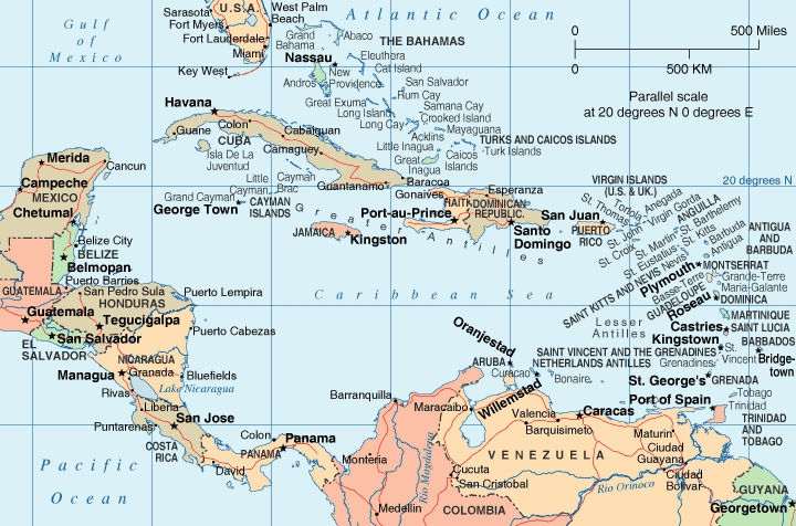 Map of Caribbean