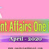 Weekly Current Affairs One Liners 2020 in English - For April 1st Week