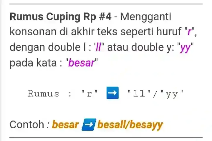 Rumus Cuping Rp Lengkap