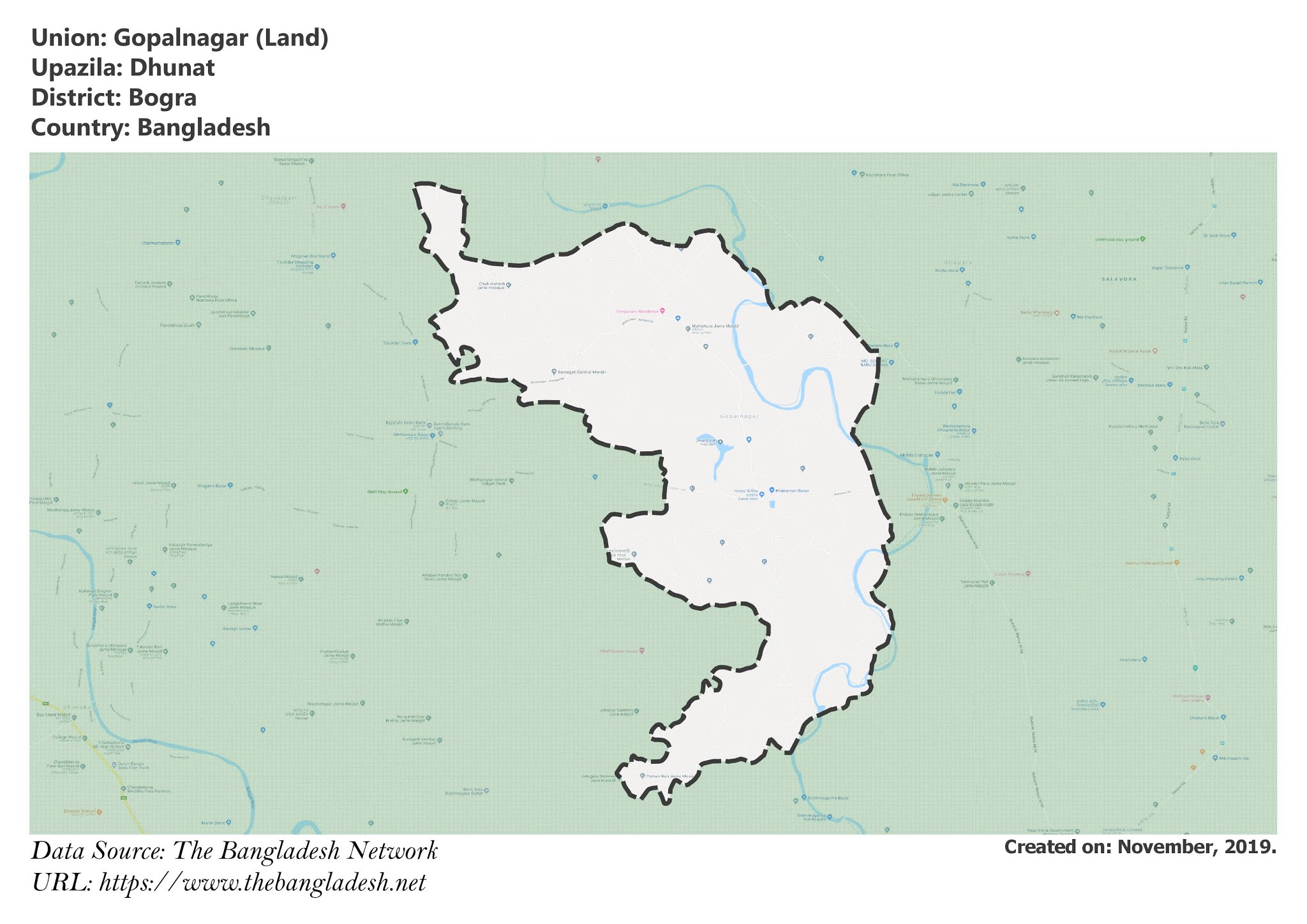 Map of Gopalnagar of Dhunat Upazila Map of Gopalnagar of Bogra, Bangladesh.