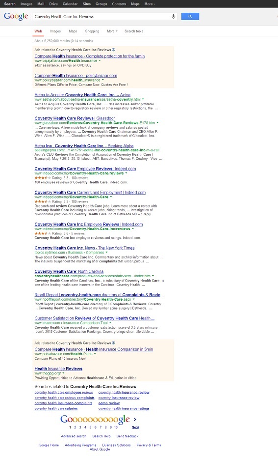 Company Review Coventry Health Care Inc Reviews