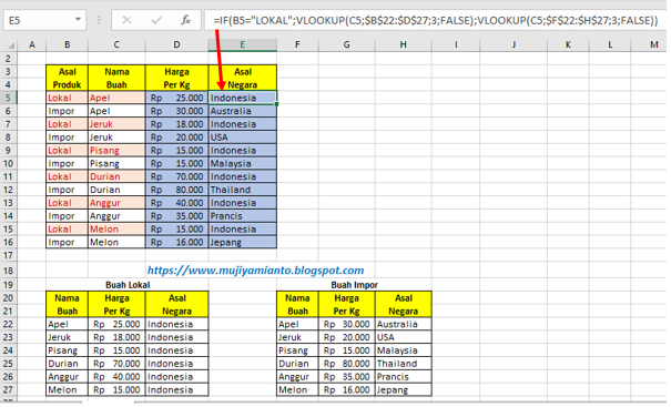 Latihan Soal Excel Gabungan Fungsi If Dengan Vlookup