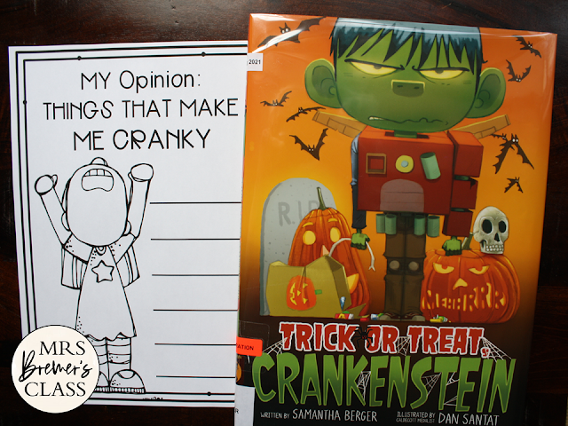 Trick or Treat Crankenstein book activities unit with Common Core aligned literacy companion activities, class book, & craftivity K-1