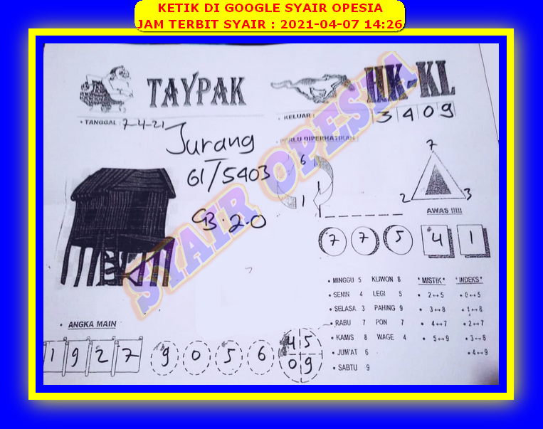 Syair Hk Hari Ini Rabu 7 April 2021 Opesia Official