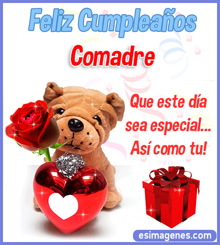 Comadre peluche de cumpleaños con corazón Comadre peluche de cumpleaños con corazón