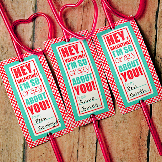 Free Printable Crazy Straw Valentines | Two sizes for big kids & little kids | Instant Downloads