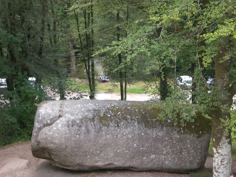 The Trembling rock weighs 137 tonnes and is 7 meters in length. It is pivoted in such a way that it can be moved if you know the right place to push. These huge lumps of granite are also known as Logan stones.