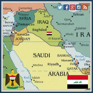 Iraqi  Flag with map of Iraq