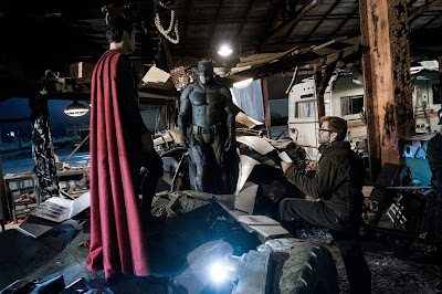 Zack Snyder, Henry Cavill and Ben Affleck on the set of Batman V Superman Dawn of Justice