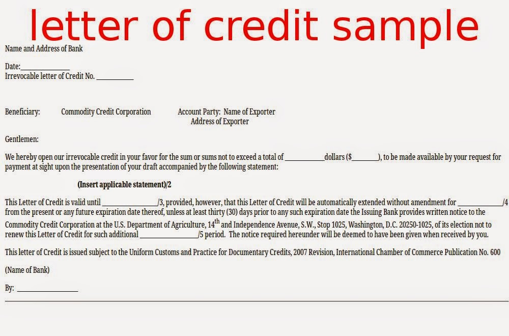 letter of credit sample ~ samples business letters