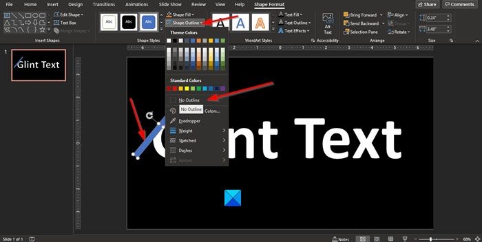 Создайте анимацию Glint или Sparkle Text в PowerPoint
