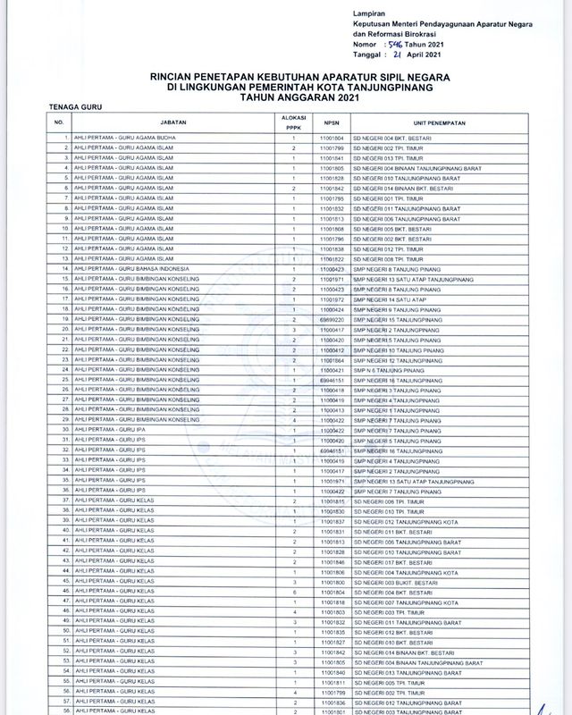 Formasi Asn 2021 Pemerintah Kota Tanjung Pinang Dana Milenial