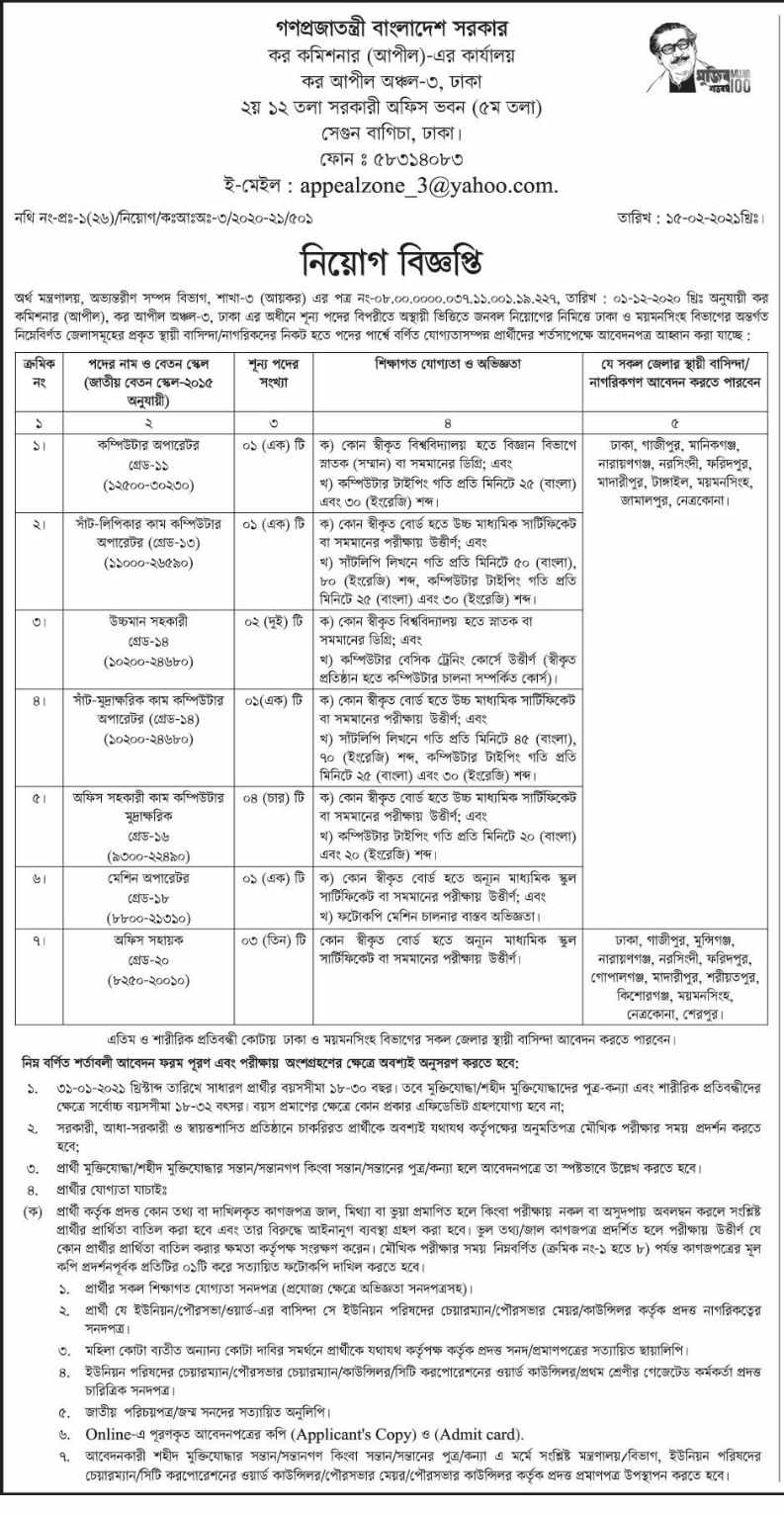 Tax Commissioner Job Circular