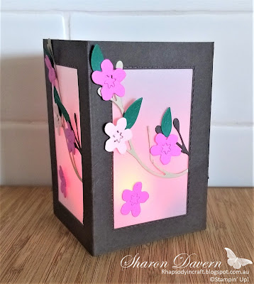 Early Espresso, Cherry Blossoms, Votive Candle Decoration, #colourcreationsshowcase, Stampin' Up, Rhapsody in craft, Rectangle stitched dies