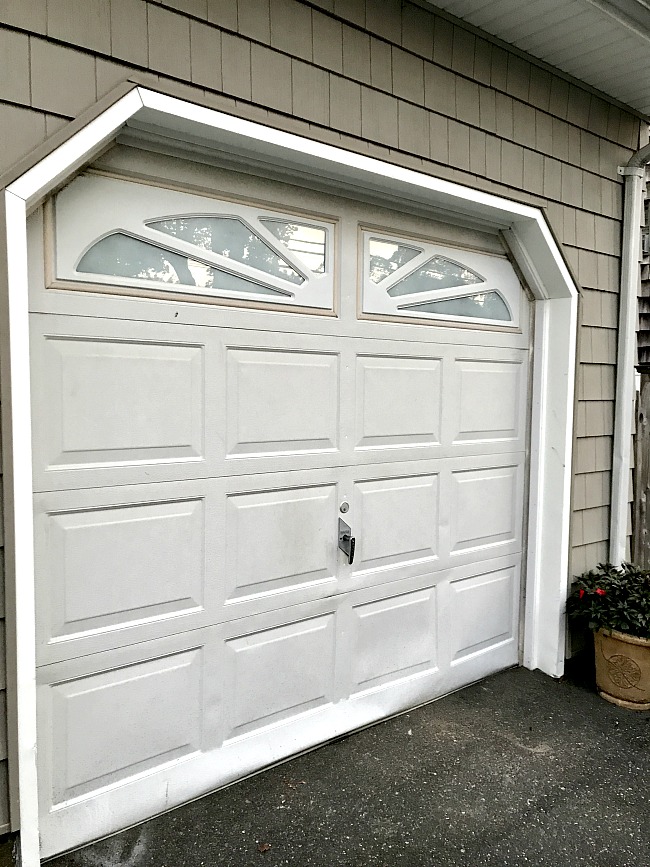 old dented garage door