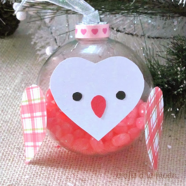 Christmas owl glass ball ornament with jellybeans