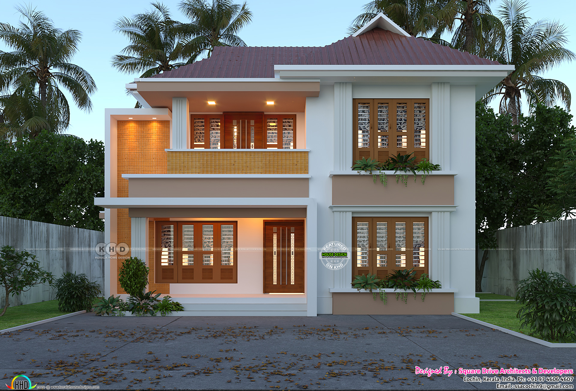Cute modern home front view design Kerala Home Design and Floor Plans