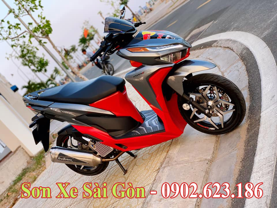 Sơn nhựa nhám xe Honda Click màu đỏ đô cực đẹp - Sơn Xe Sài Gòn