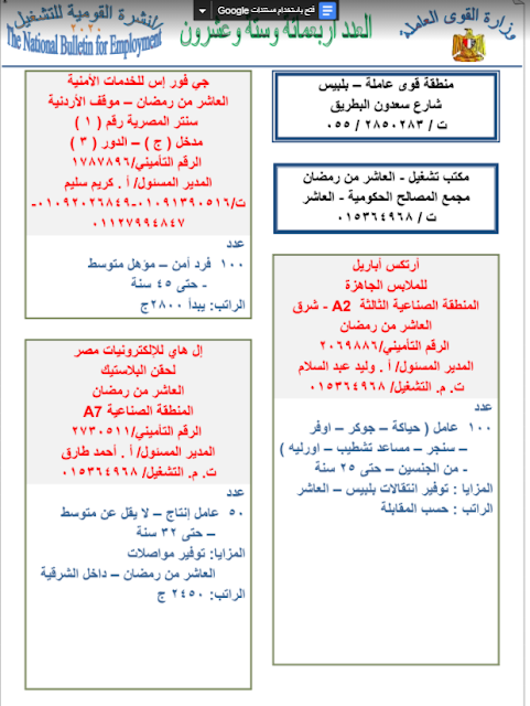 وظائف وزارة القوى العاملة بمحافظة الشرقية للراغبين فى العمل في القطاع الخاص منشور ديسمبر2020