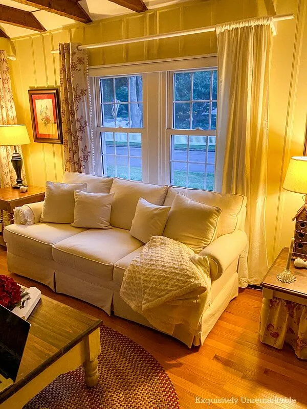 Ivory Velvet Panels In the living room