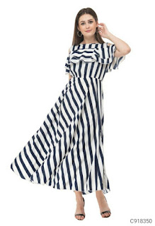 Women's Georgette Cold Shoulder Maxi Dresses