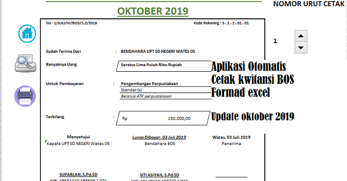 Aplikasi Cetak Kwitansi Bos V 2020 Otomatis Format Excel Update April 2020 Ngintip Sekolah