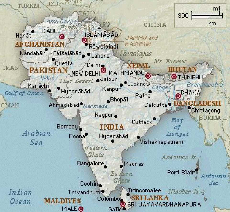 South Asia Countries Map 