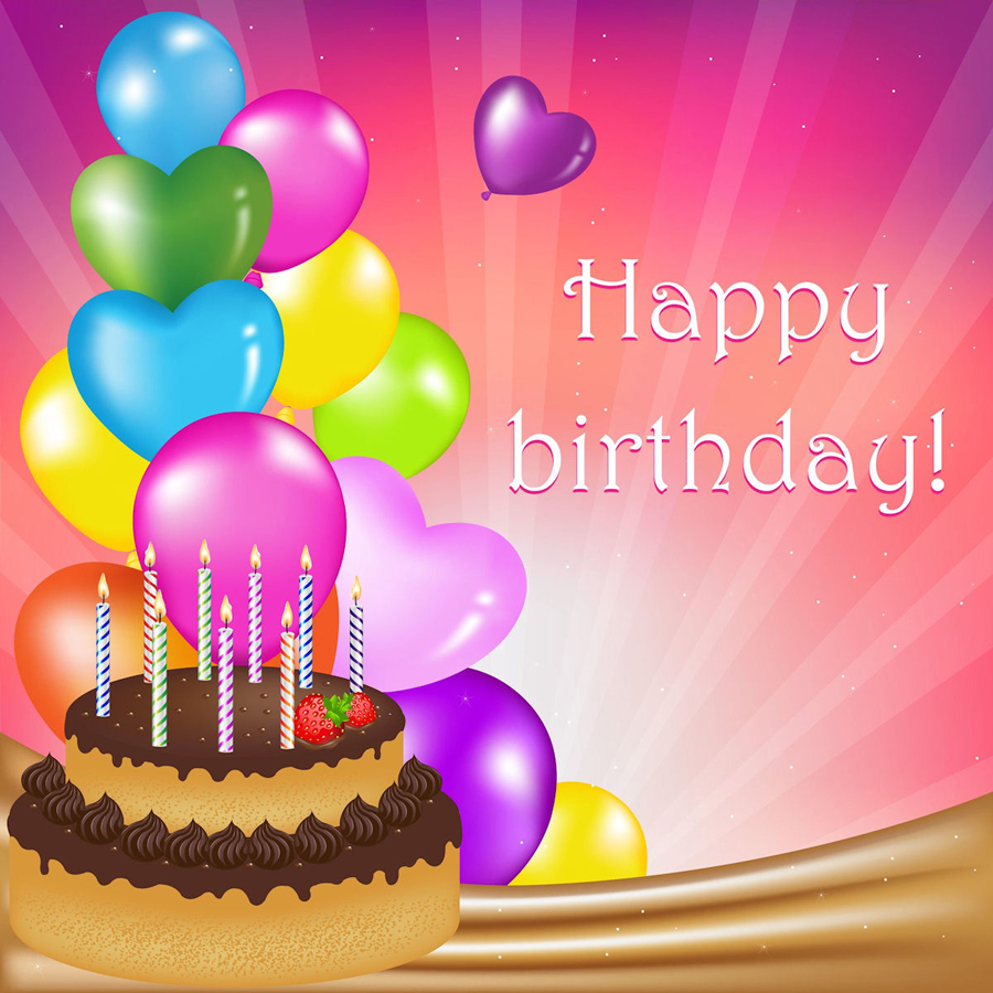 Banco de Imágenes Gratis: Imágenes de cumpleaños con globos de colores,  pasteles y regalos para personalizar con tus propios mensajes - Happy  Birthday Messages