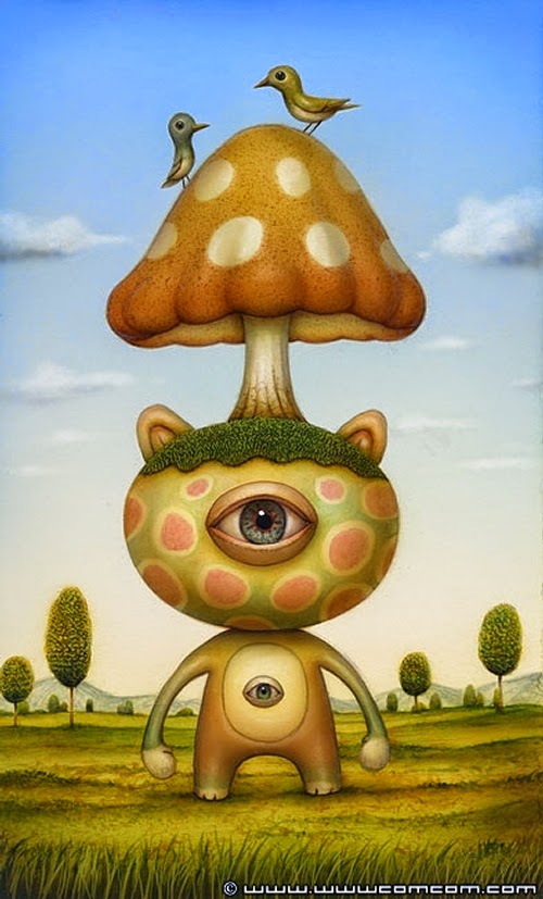 23-Shroomhead-Bear-Naoto-Hattori-Dream-or-Nightmare-Surreal-Paintings-www-designstack-co