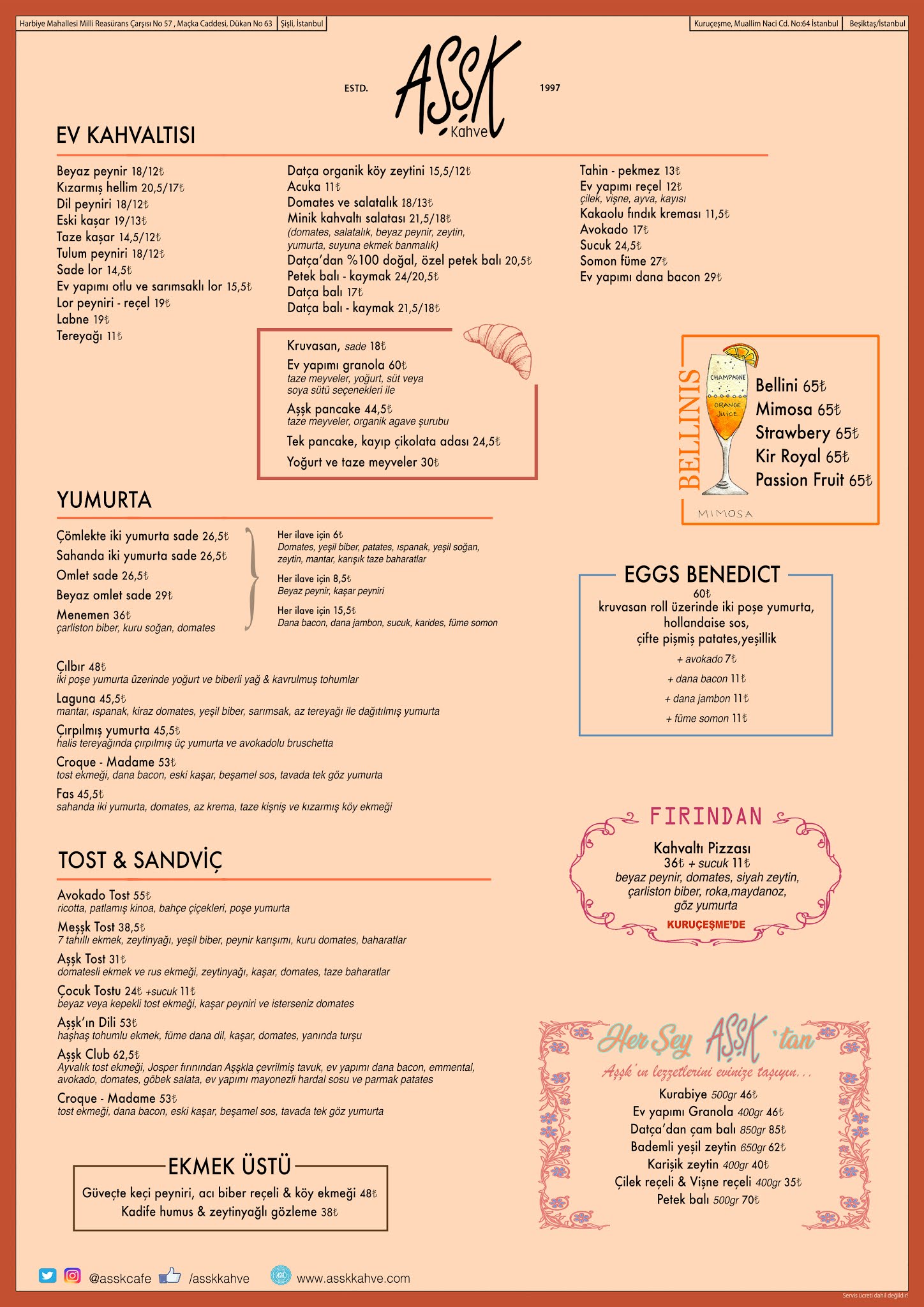 AŞŞK KAHVE MENU Aşşk Kahve