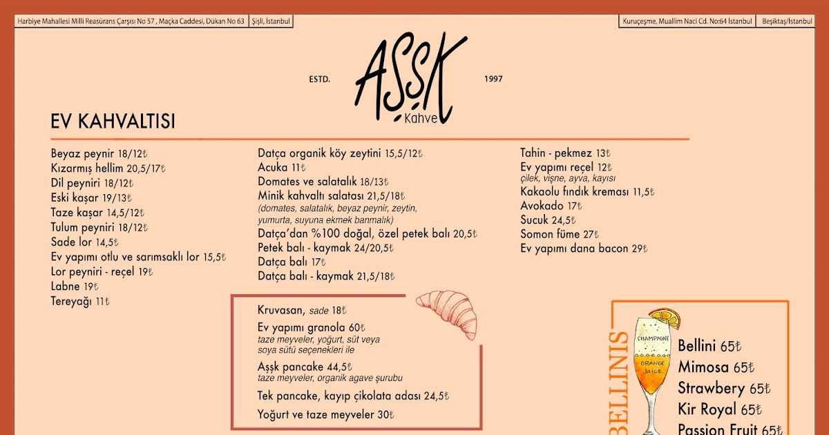 AŞŞK KAHVE MENU Aşşk Kahve