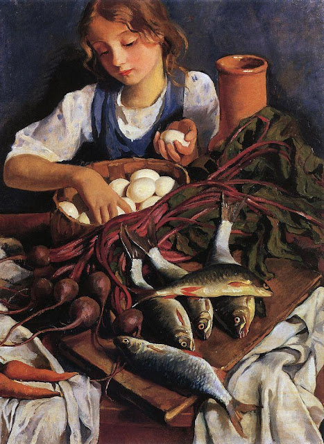 Серебрякова Зинаида Евгеньевна - На кухне. Портрет Кати. 1923