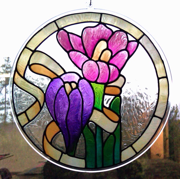 glass painting designs - Pink Rose